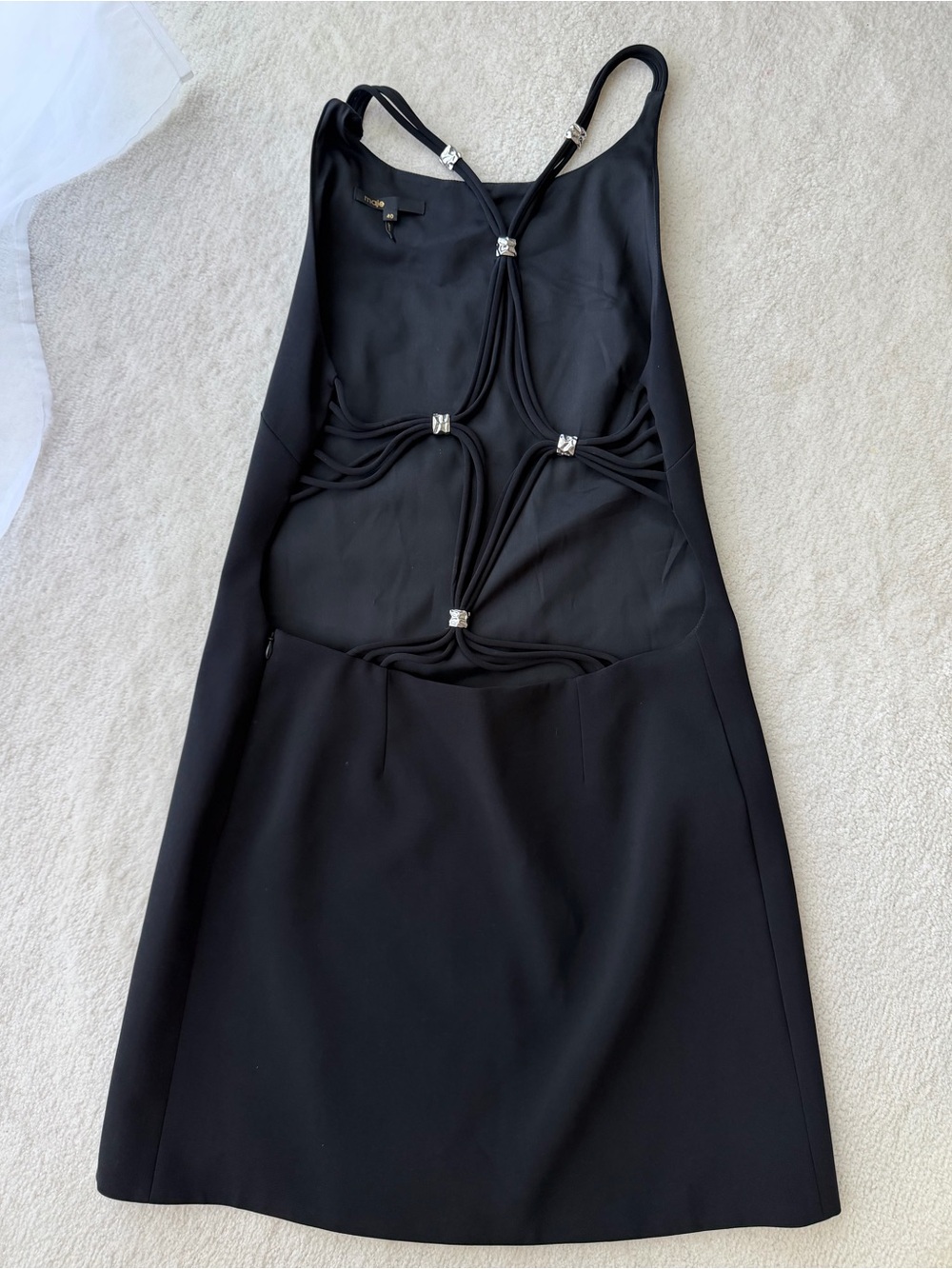 Make Black Cutout Silver Beads Back Cocktail Dress